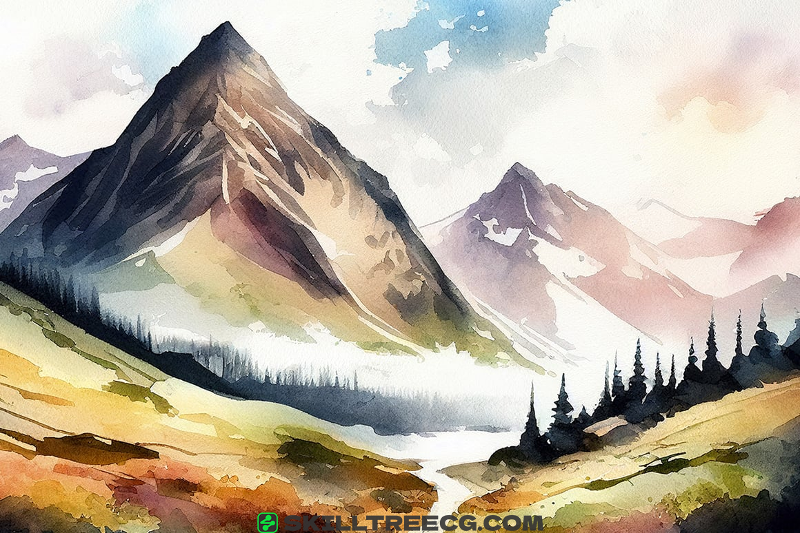 图片[3]-Watercolor Landscape Mountains Background（392680）-技能树